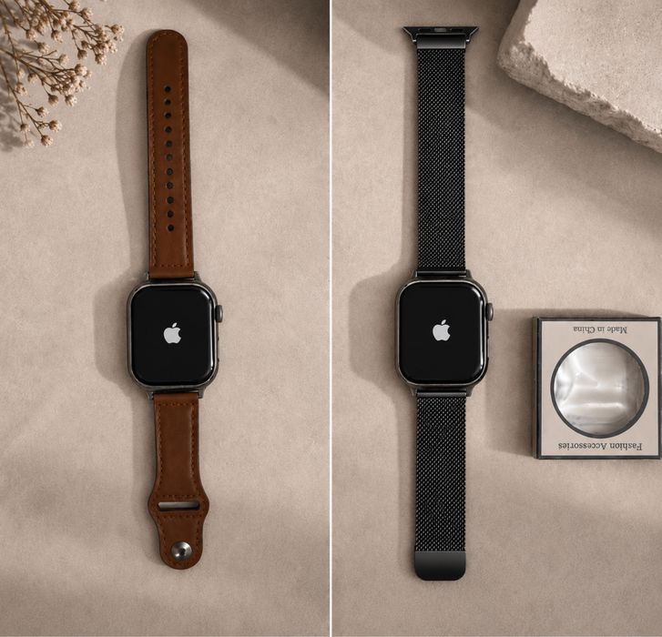 ремешок кожа и металл и корпус для Iwatch apple watch 42,44,45,46mm