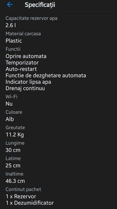 vand dezumidificatot