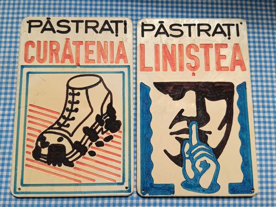 Placute vechi Protectia muncii, reclame vechi Romanesti, de colectie din perioada comunista RSR, Rare
