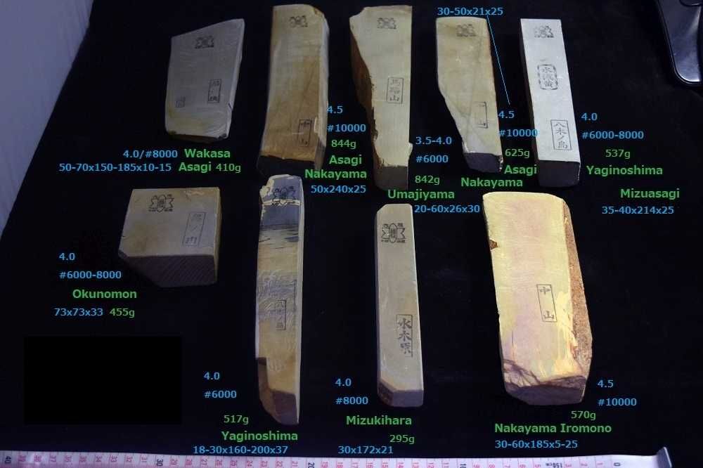 Piatra de ascutit naturala japoneza, brici Nakayama Asagi plus nagura