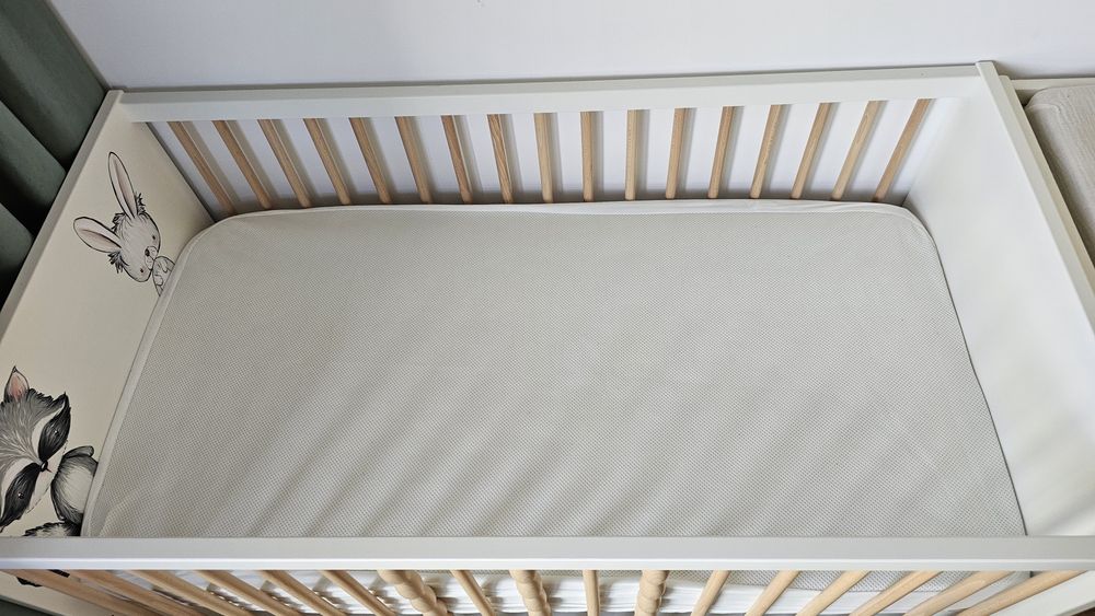 Vand Patut Ikea Myllra + saltea de cocos + protectie saltea + lenjerii pat + plapumita Ikea