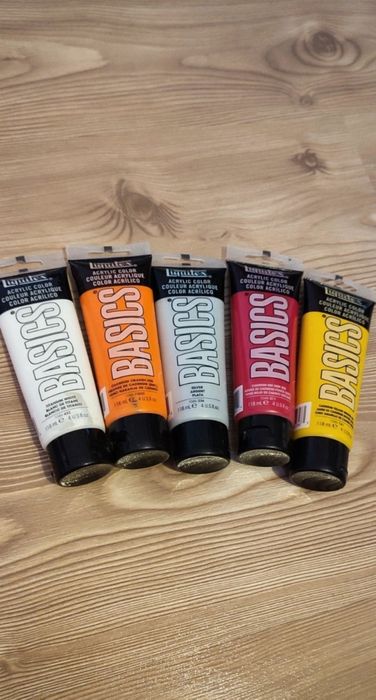 Set 5 tuburi vopsea acrilică Liquitex Basics (culori esențiale!)