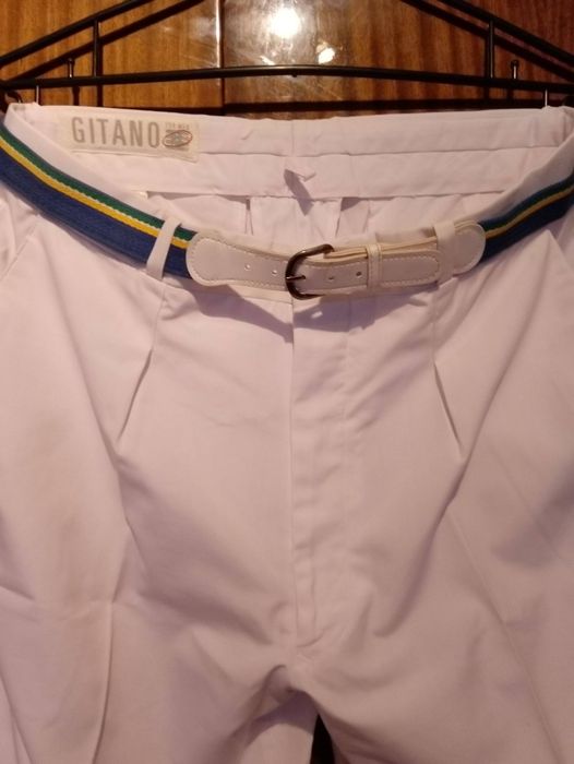 Летен дълъг бял панталон с колан