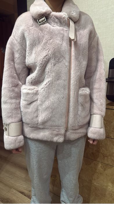 Норковая шуба пудровая