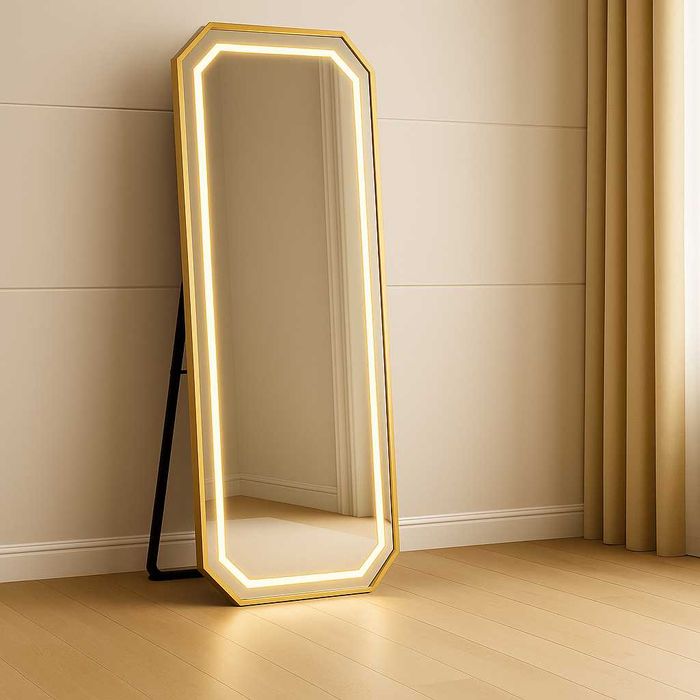 LED зеркало 170x60 с тремя режимами подсветки черный, белый, золотой