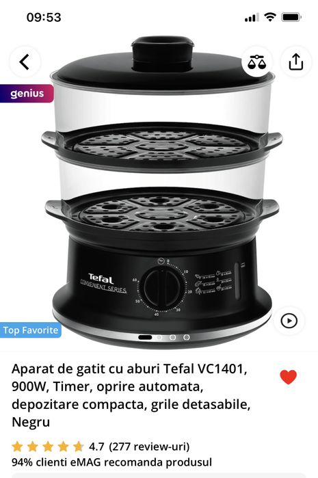 Aparat de gătit cu aburi Tefal