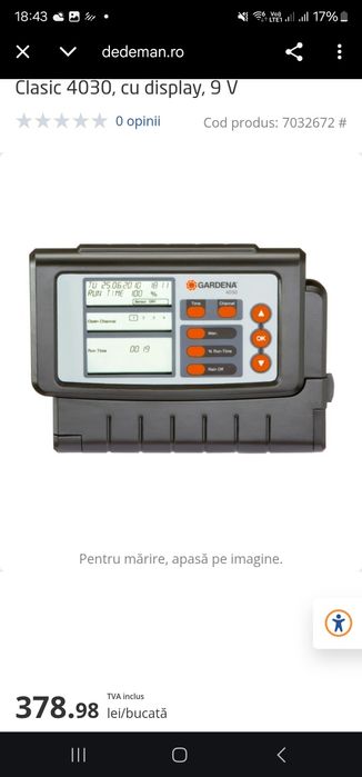 Programator irigatii 4 zone, Gardena Clasic 4030 cu display