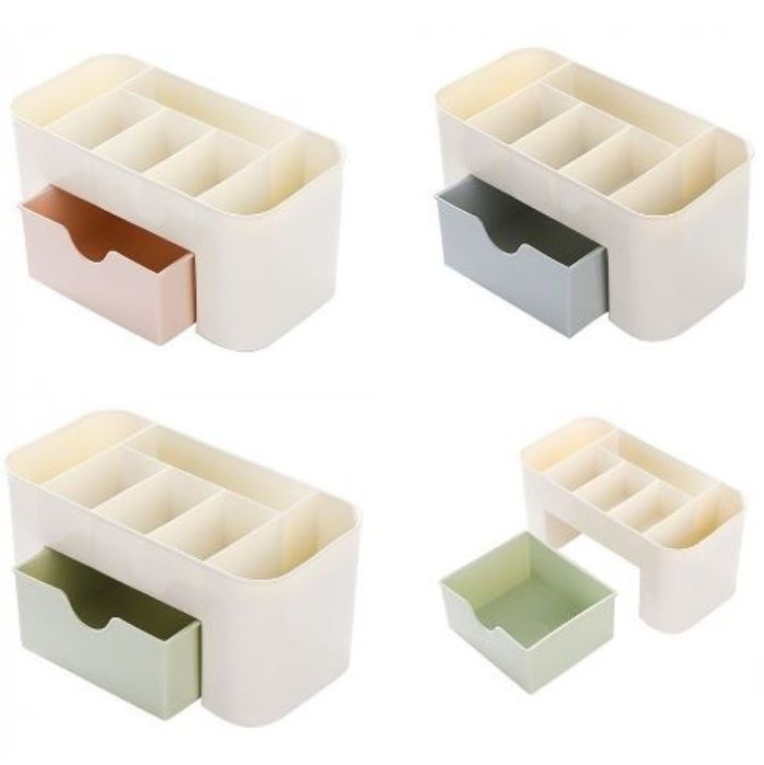 Органайзер за гримове с 6 отделения и 1 чекмедже / Цвят: розов / Разме