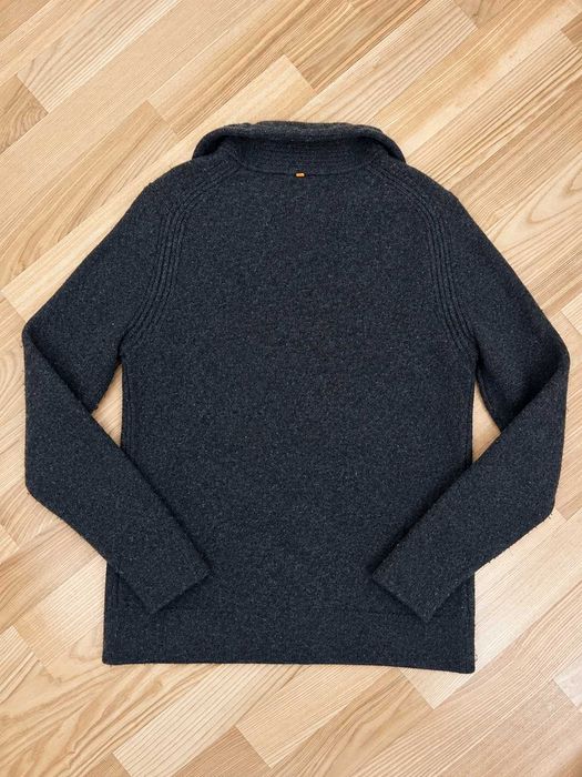 Pulover BOSS Orange Hugo Boss bărbați, din lână virgină și bumbac, gri antracit, Mărimea M