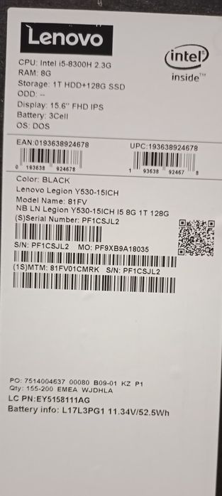 Игравой ноутбук Lenova Legion Y530