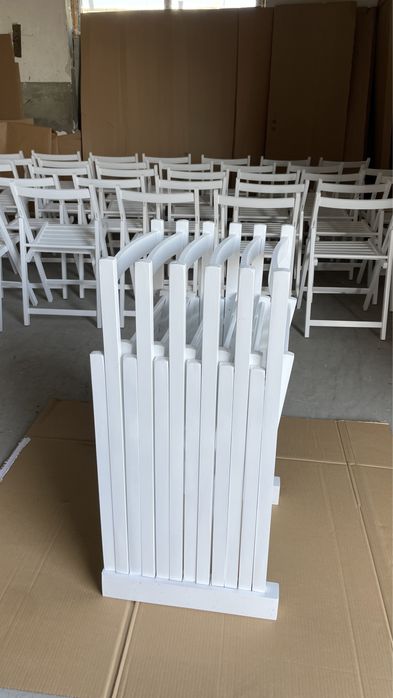 Scaune pliante albe - lemn masiv fag