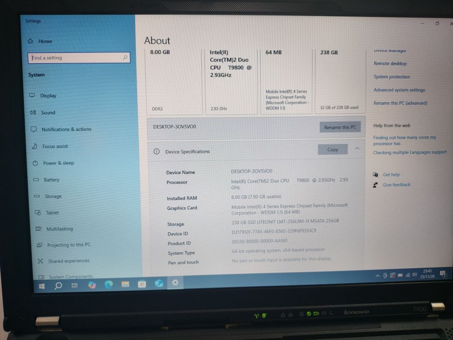 Lenovo t400  чисто нова батерия + докинг станция