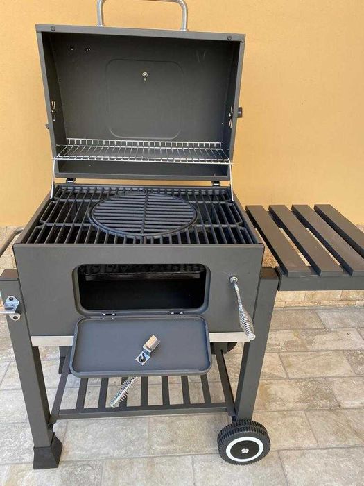 Gratar profesional, grill de fonta, roti, capac, termometru etc Nou!