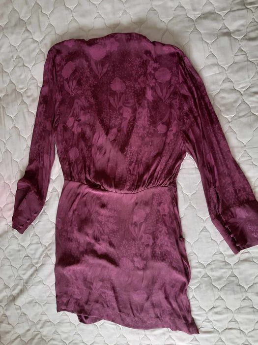 Rochie eleganta scurta burgundy mov inchis zara nepurtata