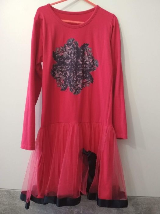 Памучна рокля с удължена талия, ръст 158