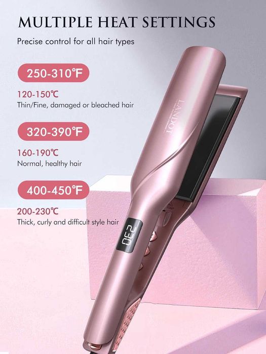 LANDOT Керамична преса за коса 4,5 см  професионална, розово злато