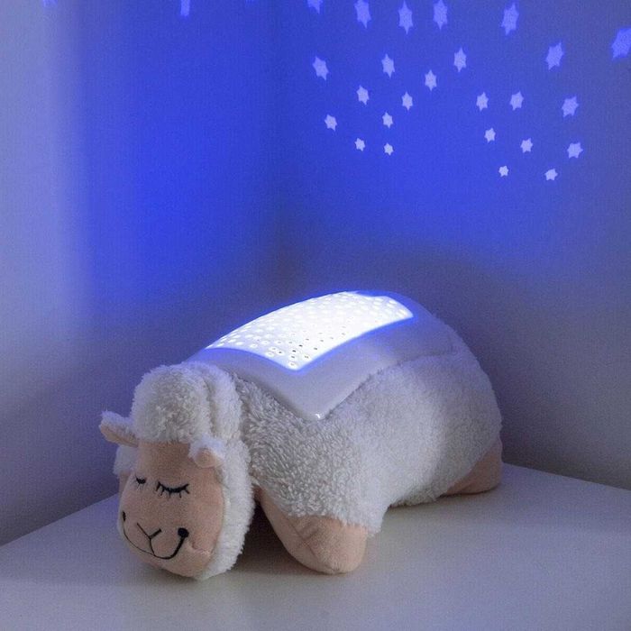 Lampa de veghe pentru copii cu proiector de stele model oaie de plus