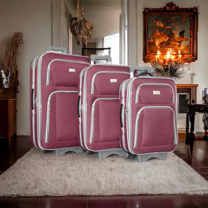 Комплект пътнически куфари 3бр Текстилни 3 колела разширяем 5см