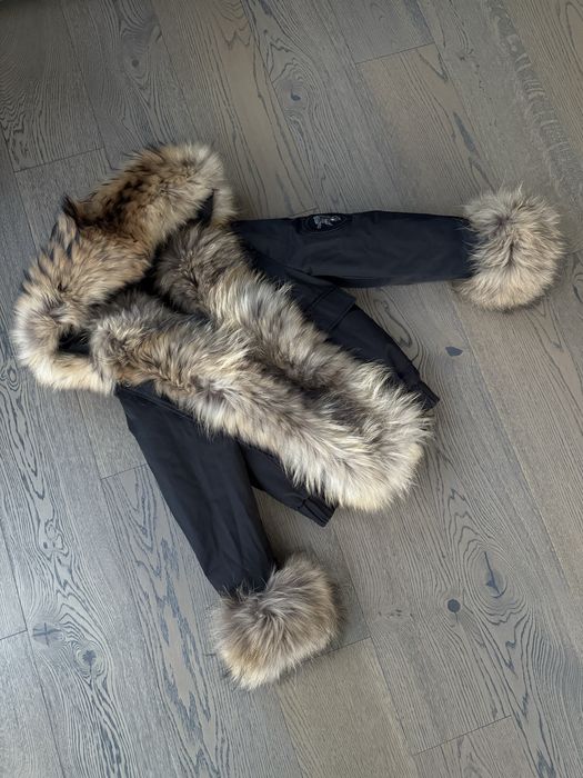 Нова черна парка с богат естествен косъм лисица дебело зимно яке с пух