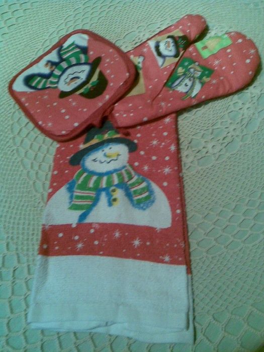 Нов комплект-ръкохватка, ръкавица , кърпа100% памук и шпатула за торта