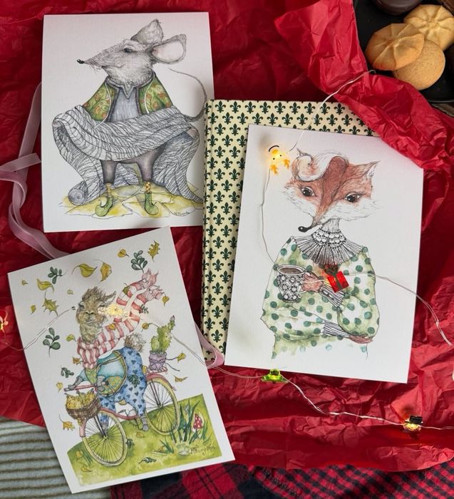 Ограничен брой - Ръчно рисувани картички с уникални илюстрации  за спе