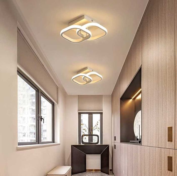 LED абажур 19 W 2 форми, Квадратни,Топла светлина 3000K, Бял