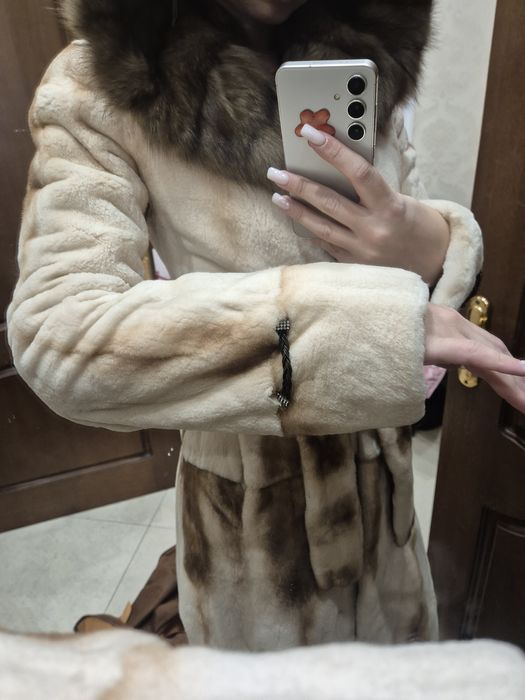 Шуба норка с соболем