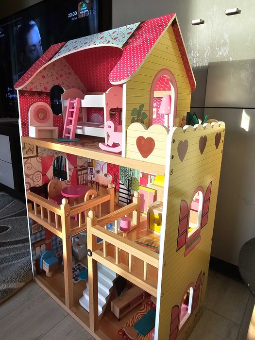 Детска дървена Къща за кукли Moni Toys Emily