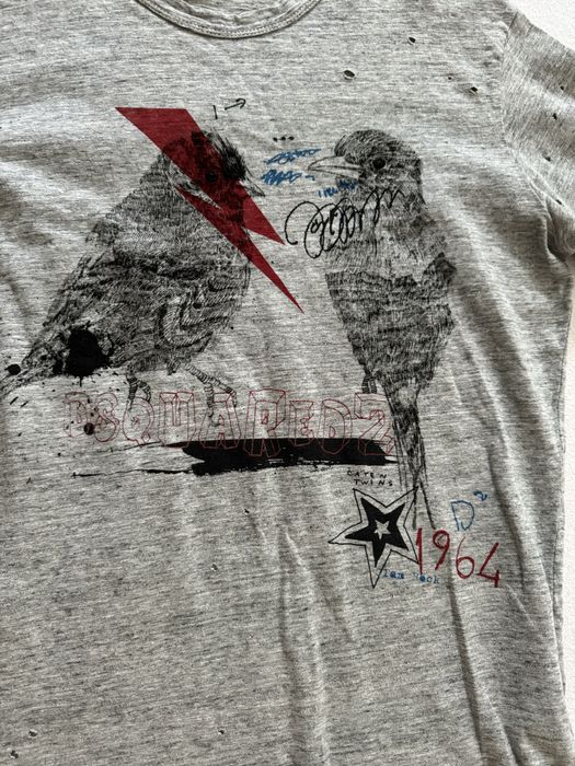Tricou Dsquared2 marimea S M gri imprimeu rupturi