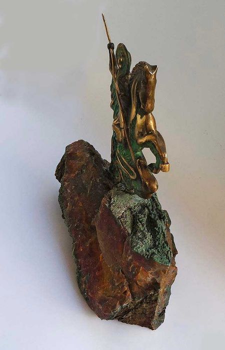 Свети Георги и Змея. Скулптура, малка пластика, бронз. Оригинал.