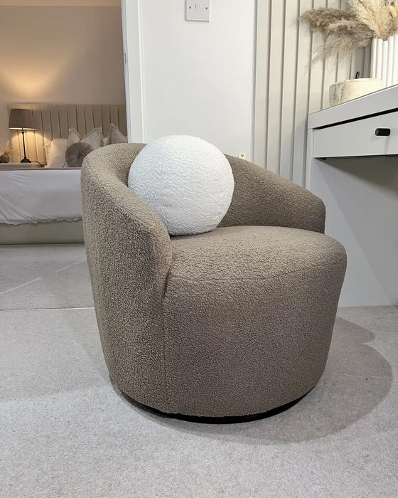 PROMO Fotoliu rotativ DAVIK, boucle, taupe