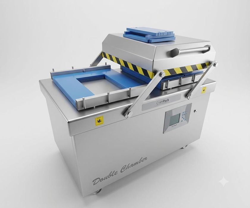 Mașină de Vidat Industrială Dublă Cameră (Double Chamber Vacuum Machine) CromPack – Oțel Inox AISI-304