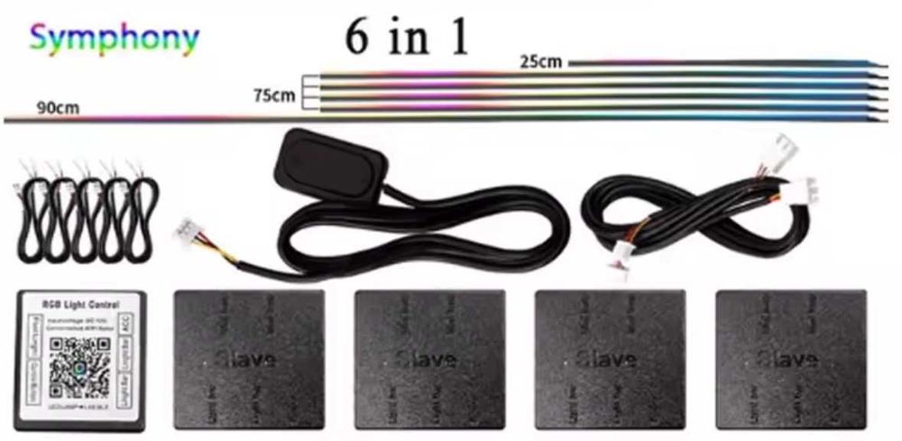 Пълен комплект амбиентно осветление- 5 модула, 6 ленти, Япония