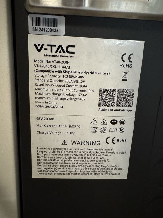 Хибриден инвертор Deye 6kw и батерия V-tac 10kw