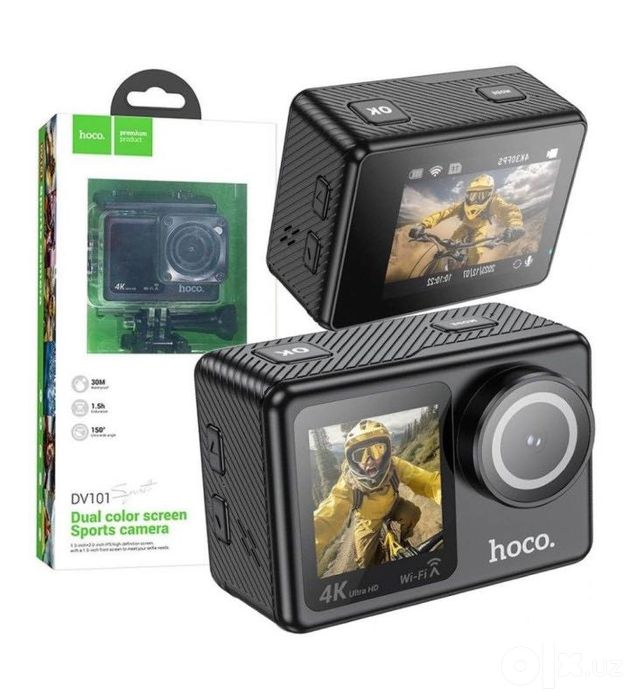 Экшн-камера Hoco DV102 4K с двумя дисплеями и стабилизацией