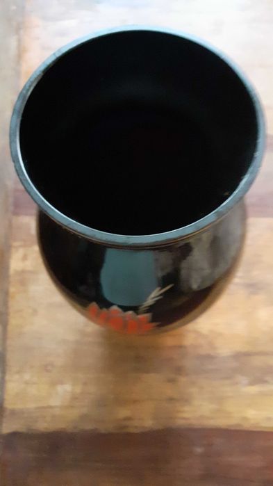 ваза стъклена гравирана ръчно и рисувана, антика уникат