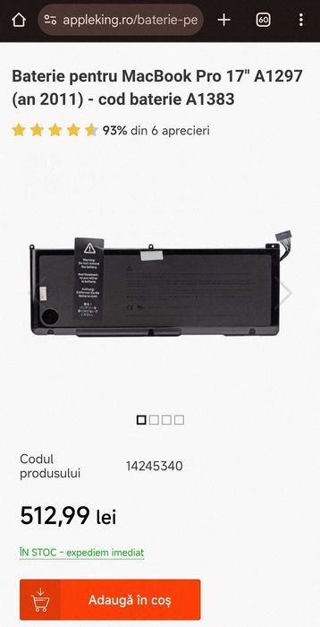 Baterie macbook Pro17inch 2017dezmembrare Li - ion Polymer