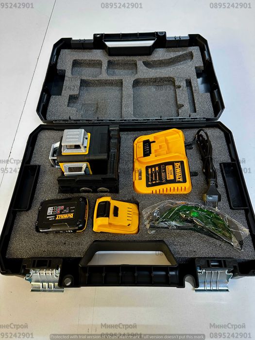 Лазерен нивелир линеен DEWALT DCE089D1G, 360°, 15-30м, зелен лазер