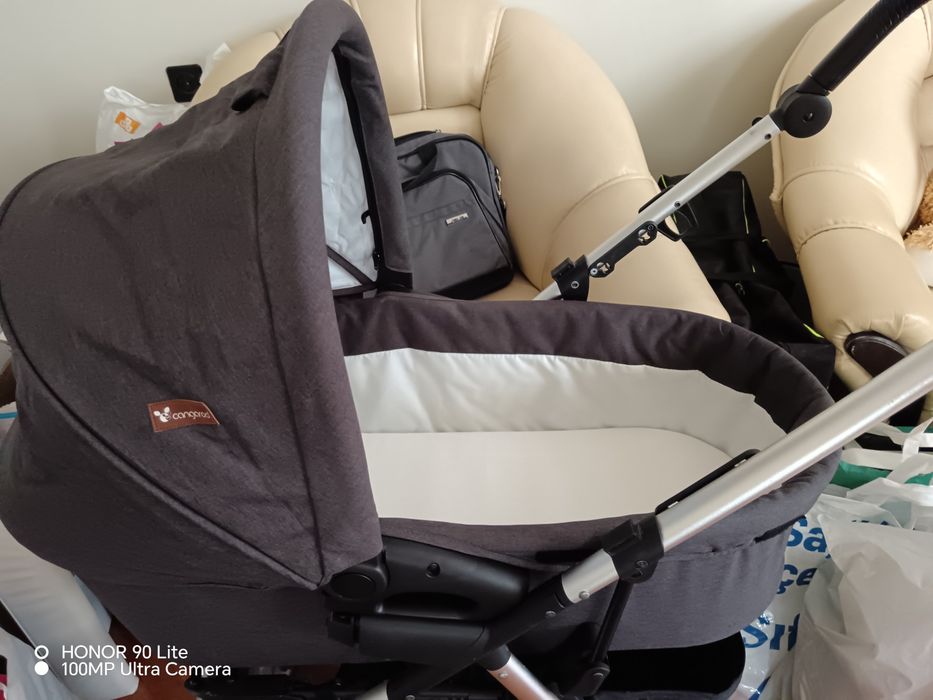 Бебешка количка Cangaroo Noble 3 в 1, тъмно сива