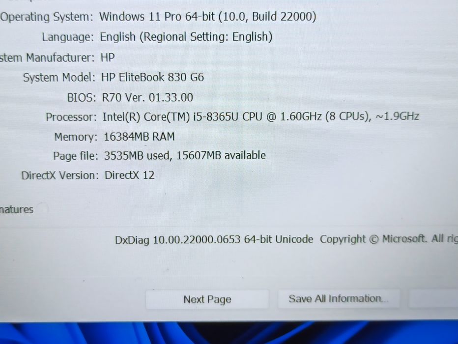 HP EliteBook 830 G6.procesor i5 gen 8.16g RAM.Nvme.touchscreen