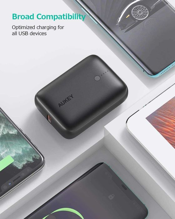 AUKEY 10000mAh ултра компактна външна USB батерия, с USB-C PD и QC3.0