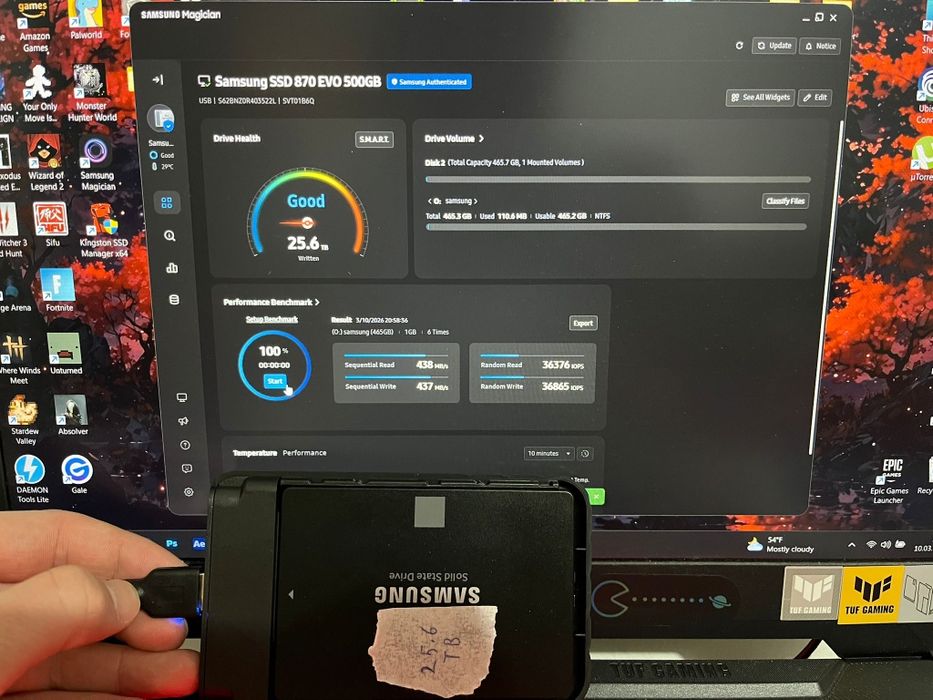 Vând SSD Samsung 870 EVO 500GB – Stare Excelentă (Sănătate 100%)