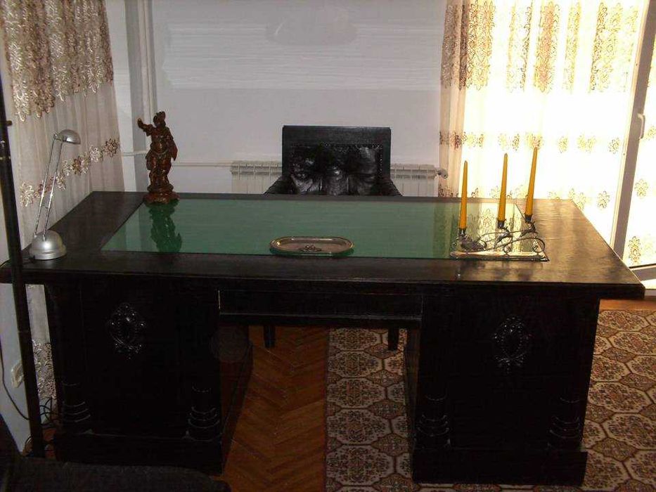 Birou + scaun – unicat, lemn masiv, negre, reducere februarie 2026