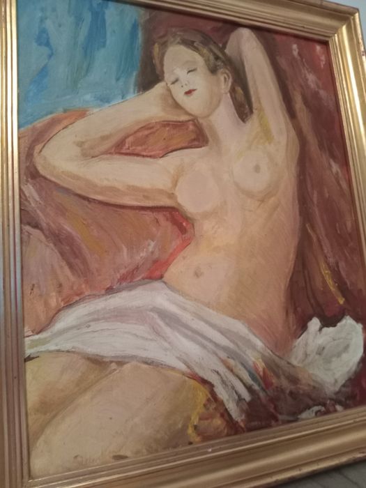 Tablou Nud Feminin – Ulei pe pânză cu ramă, 60x70 cm (Stil Impresionist)
Descriere