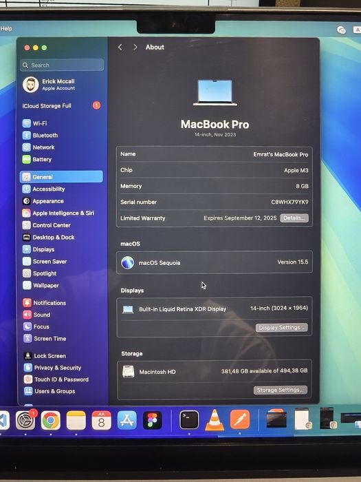 Продаю MacBook Pro 14" M3 (8GB / 512GB).
Состояние отличное, работает