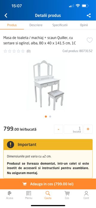 Vand masa de machiaj