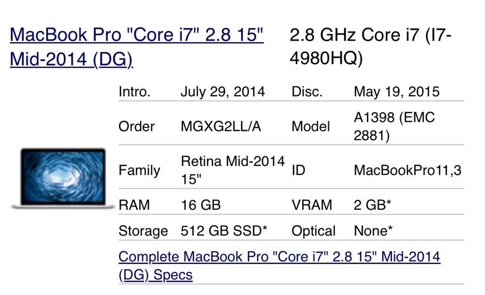 • Macbook Pro Retina 15” 2015 • Piese