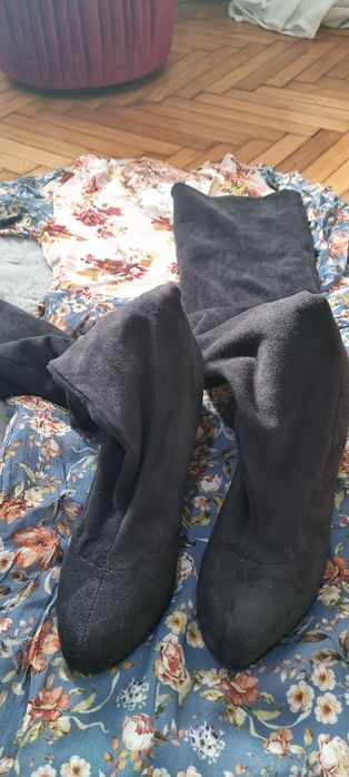 Cizme lungi imitație de piele întoarsă 37