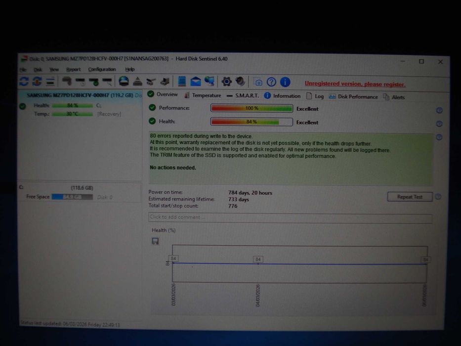 SSD Samsung 128gb sata 6gb/s 2.5" testat