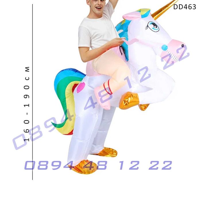 Надуваем парти костюм Еднорог деца възрастни аниматори игри рожден ден